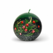 European Green Holly Christmas ball and pillar candles displayed with matching Green Holly Advent countdown candle