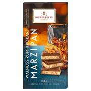 Niederegger Walnut and Rum Lübeck Marzipan Bar in Milk Chocolate made with authentic Lübeck marzipan and crunchy walnut croquant.