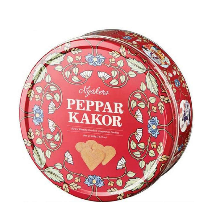 Gingerbread World European Christmas Market - Nyakers Swedish Gingerbread Hearts Cookies Red Gift Tin 400 g