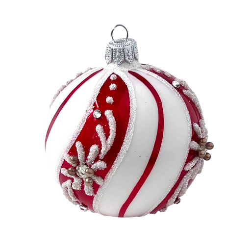 Gingerbread World European Christmas Market - Red White and Silver Series - Ball Swirls H299101