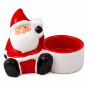 Ceramic Santa Advent candle holder in red and white designed to hold a 5 cm European countdown pillar candle.