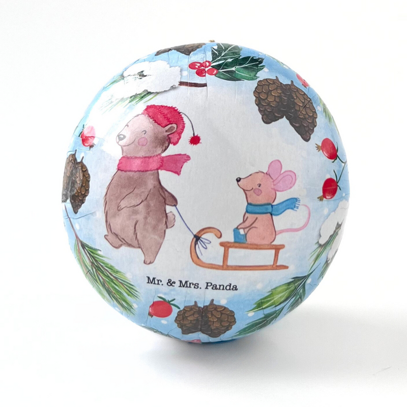 Fillable paper mâché Christmas bauble gift boxes with nostalgic children’s holiday scenes, handmade in Germany