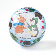 Fillable paper mâché Christmas bauble gift boxes with nostalgic children’s holiday scenes, handmade in Germany