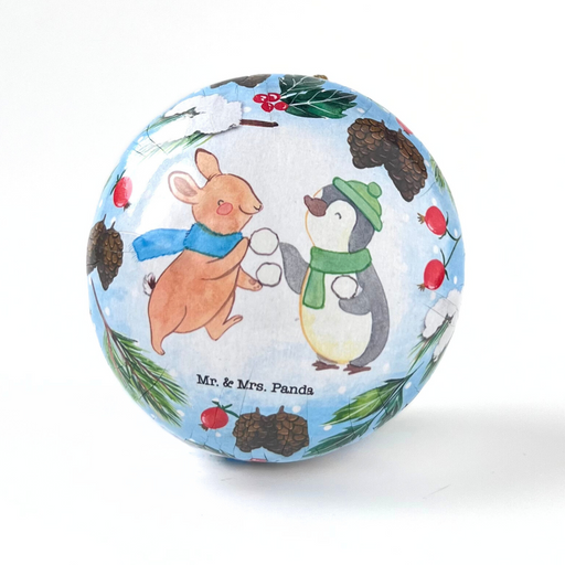 Gingerbread World European Christmas Market - Sellmer Paper Mache Fillable Christmas Balls - Panda Family Set of 3