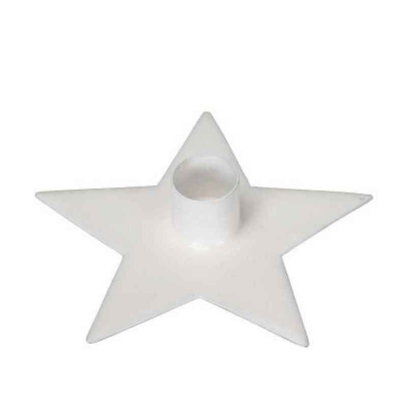 Star-shaped metal taper candle holder in red and white for Advent countdown candles – Gingerbread World European Christmas