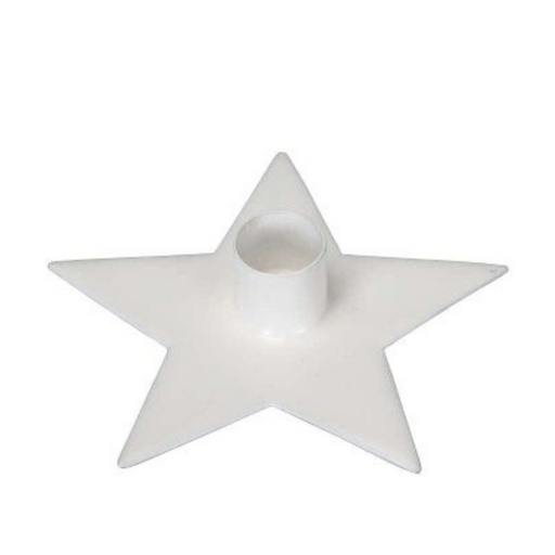 Gingerbread World European Christmas Market - Star-Shaped Taper Candle Holder White