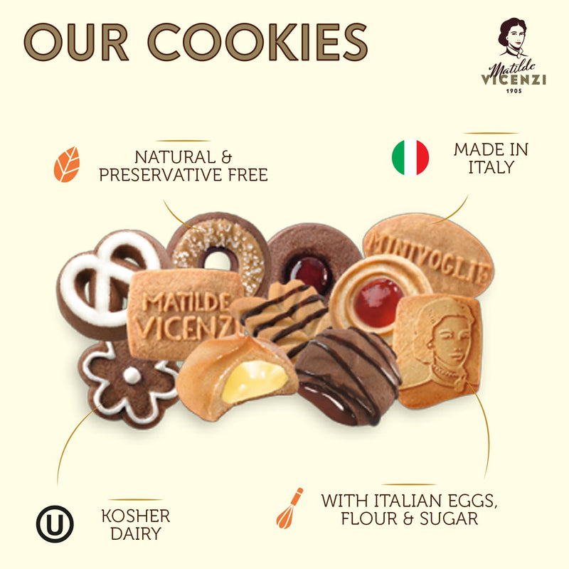 Matilde Vicenzi Minivoglie Italian cookie assortment in a decorative 500 g keepsake gift tin.