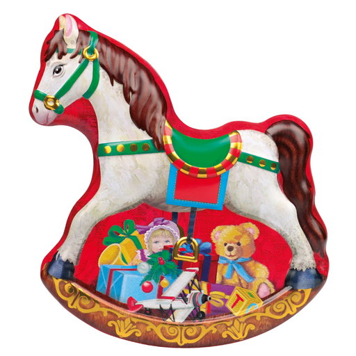 Gingerbread World European Christmas Market - Windel German Chocolates Gift Tin Rocking Horse - White 1