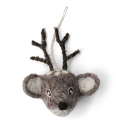 Gingerbread World European Christmas Market En Gry and Sif Danish Scandinavian Design Hanging Ornaments in Felted Wool - Bambi Deer Grey 14123