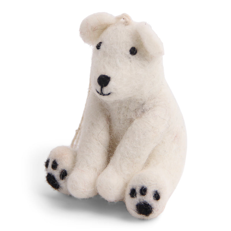 Gingerbread World European Christmas Market En Gry and Sif Danish Scandinavian Design Hanging Ornaments in Felted Wool - Polar Bear 11822