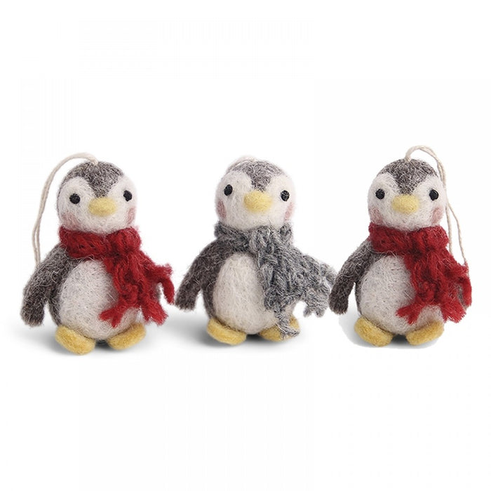 Gingerbread World European Christmas Market En Gry and Sif Scandinavia Felted Wool Ornaments Baby Penguins Set of 3 12521