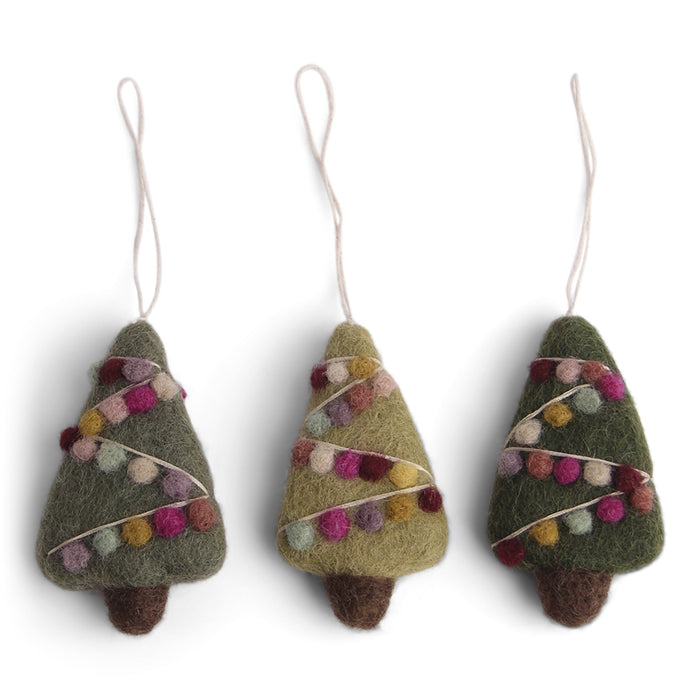 Gingerbread World European Christmas Market En Gry and Sif Scandinavia Felted Wool Ornaments Christmas Trees with Decorations 13621