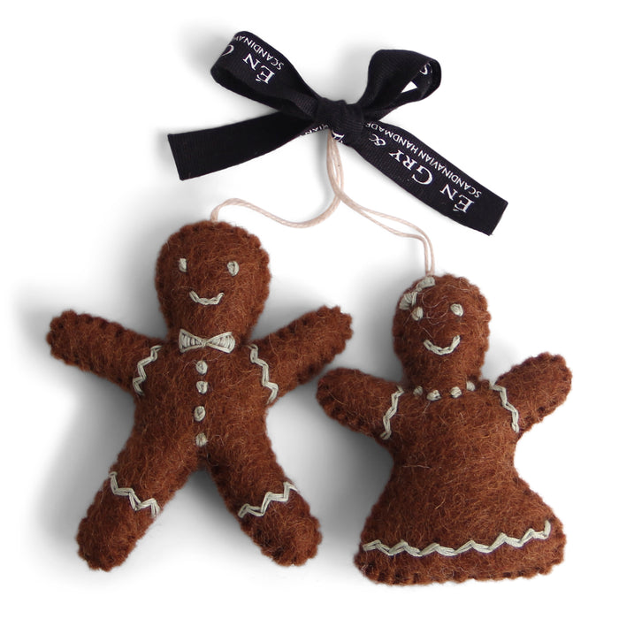 Gingerbread World European Christmas Market En Gry and Sif Scandinavia Felted Wool Ornaments Gingerbread Man and Woman 10920