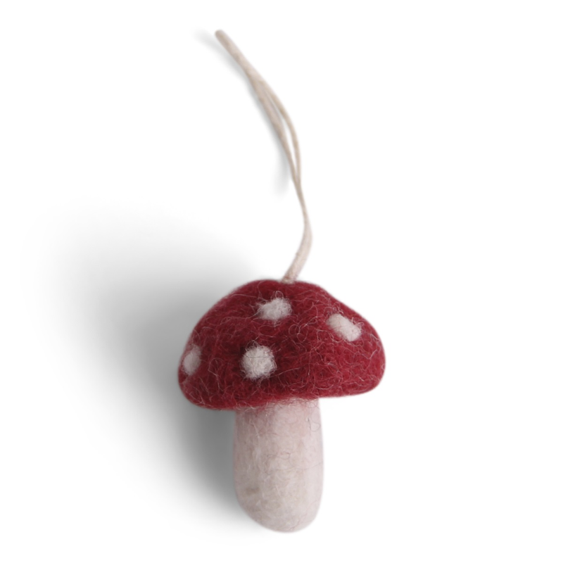 Gingerbread World European Christmas Market En Gry and Sif Scandinavia Felted Wool Ornaments Mini Mushrooms Set of 5 11520
