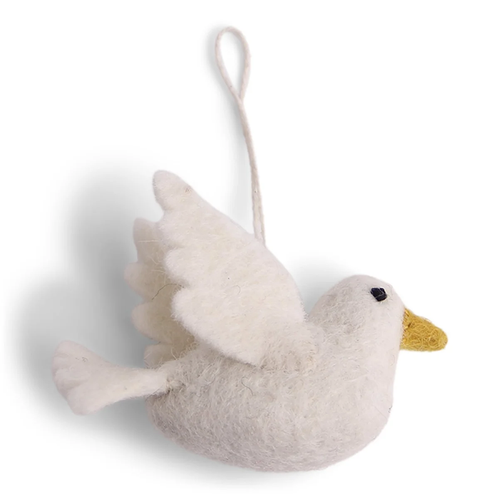 Gingerbread World European Christmas Market En Gry and Sif Scandinavian Design Felted Wool Hanging Ornament Peace Dove Set of 2 12021