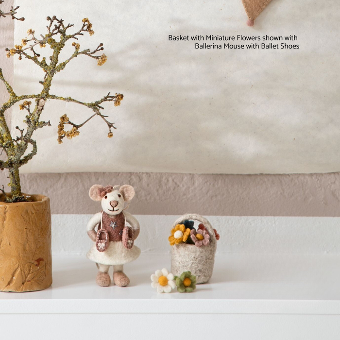 Gry & Sif Felted Wool Miniature Flowers in Basket