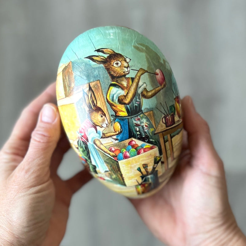 Vintage Cardboard Fillable Easter Eggs - Nostalgic Holiday Time Motif 18 cm