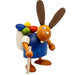 Gingerbread World European Easter Market - Drechslerei Martin Wooden Figures - Bunny with Backpack full of Easter Eggs - blue
