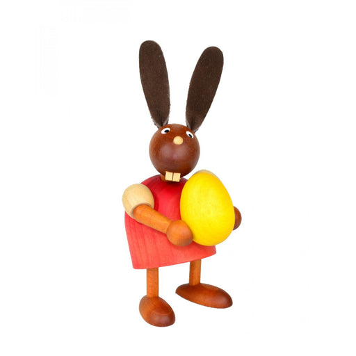 Gingerbread World European Easter Market - Drechslerei Martin Wooden Figures - Bunny with Easter Egg - red