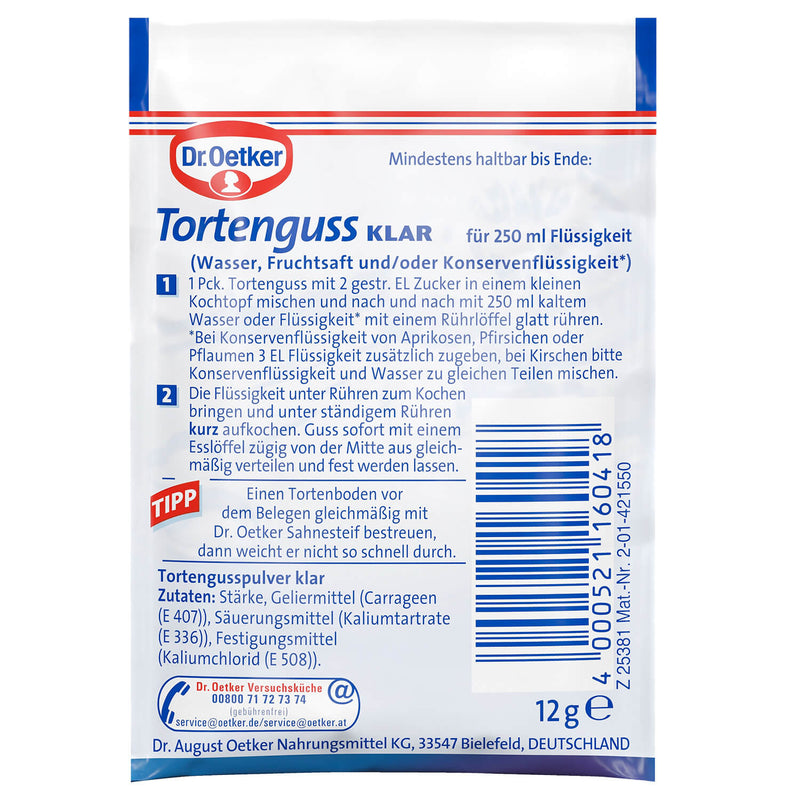 Dr. Oetker Clear Cake Glaze Tortenguss Klar sachets for German fruit tarts and European baking - Gingerbread World Christmas Market