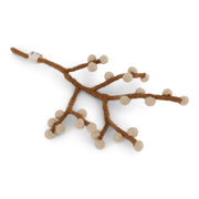 Gingerbread World European Market - En Gry and Sif Felted Wool Forever Flowers – Mini Branch with Beige Berries 12425