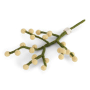 Gingerbread World European Market - En Gry and Sif Felted Wool Forever Flowers – Mini Branch with Dusty Light Yellow Berries 15234