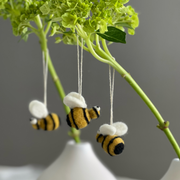 Gingerbread World European Market - En Gry and Sif Felted Wool Hanging Ornaments - Bumble Bees Set of Three