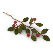Gingerbread World European Market - En Gry and Sif Forever Flowers in Felted Wool - Branch with Dusty Red Apples 10035