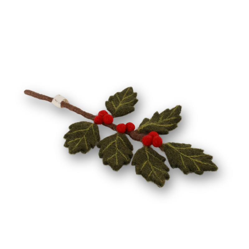 Gingerbread World European Market - Gryand Sif Denmark Felted Holly Berry Branch 17825
