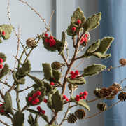Gingerbread World European Market - Gry and Sif Felted Wool Berry Branch - Red Berries on Holly Branch 10523