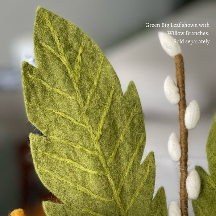 Gry & Sif Felted Wool Florals - Green Big Leaf