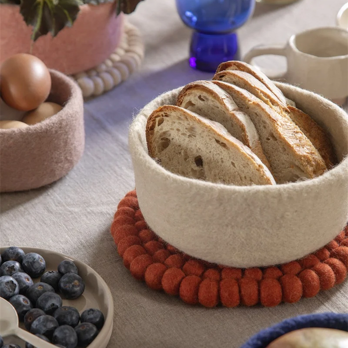 Gingerbread World European Market - Gry and Sif Felted Wool Housewares - Bowls Ivory in 3 sizes