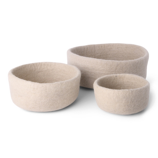 Gingerbread World European Market - Gry and Sif Felted Wool Housewares - Bowls Ivory in 3 sizes