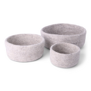 Gingerbread World European Market - Gry and Sif Felted Wool Housewares - Bowls Natural Grey in 3 sizes 12033