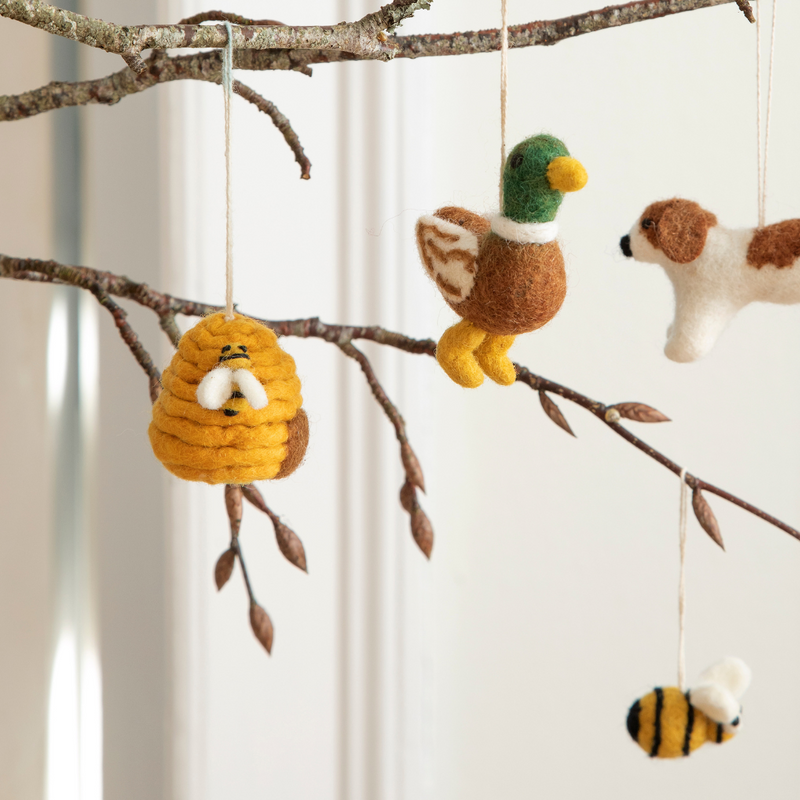 Gingerbread World European Market - Gry and Sif Felted Wool Ornaments - Bee Hive