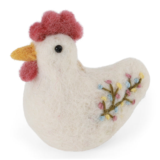 Gingerbread World European Market - Gry and Sif Felted Wool Ornaments - Rooster White 10715