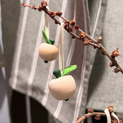 Gingerbread World European Market - Larssons Tra Handcrafted Wood Folk Art from Sweden - Mini Apple Ornament - Natural Wood