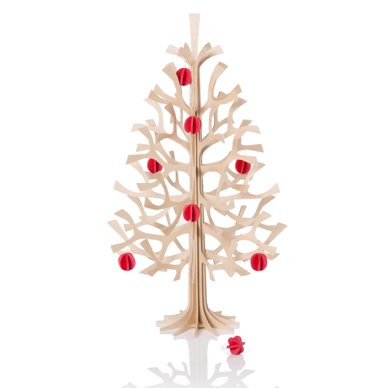 Gingerbread World European Market - Lovi Finland 3D Puzzle Ornament Spruce Tree with Red Baubles 30 cm fun assembly activity