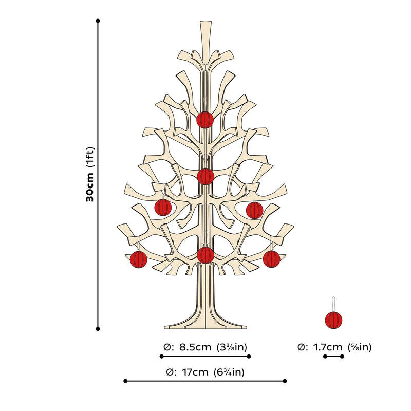 Gingerbread World European Market - Lovi Finland 3D Puzzle Ornament Spruce Tree with Red Baubles 30 cm fun assembly activity