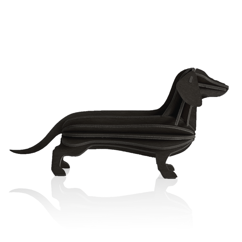 Gingerbread World European Market - Lovi Finland 3D Wooden Puzzle Figure - Dachshund 12 cm Black