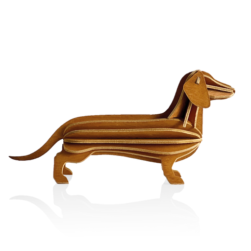 Gingerbread World European Market - Lovi Finland 3D Wooden Puzzle Figure - Dachshund 12 cm Cinnamon