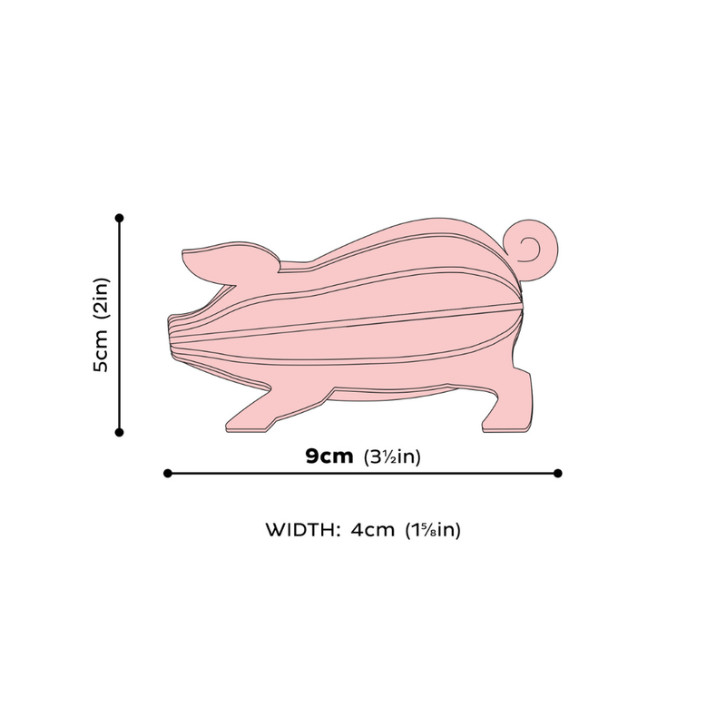 Gingerbread World European Market - Lovi Finland 3D Wooden Puzzle Figure - Good Luck Pig 9 cm Pink 