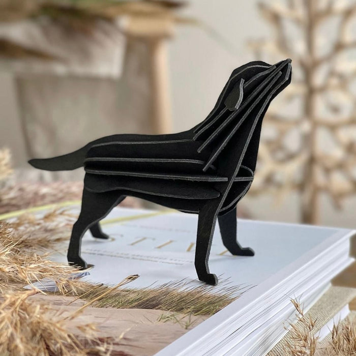 Gingerbread World European Market - Lovi Finland 3D Wooden Puzzle Figure - Labrador Dog Black