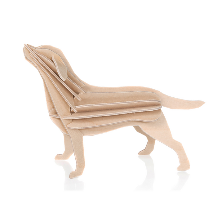 Gingerbread World European Market - Lovi Finland 3D Wooden Puzzle Figure - Labrador Dog Yellow or Natural Wood