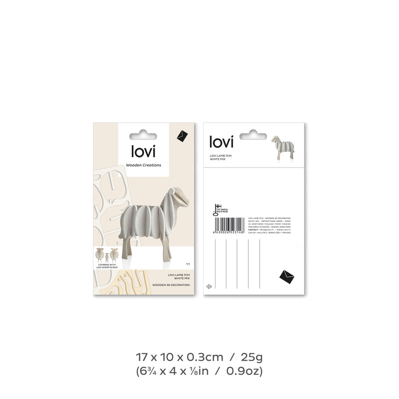 Gingerbread World European Market - Lovi Finland 3D Wooden Puzzle Figure - Lamb 7cm - packaging