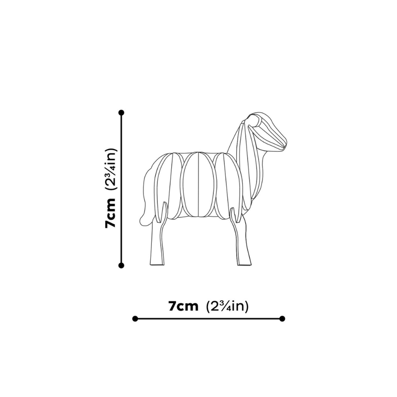 Gingerbread World European Market - Lovi Finland 3D Wooden Puzzle Figure - Lamb 7cm - size guide