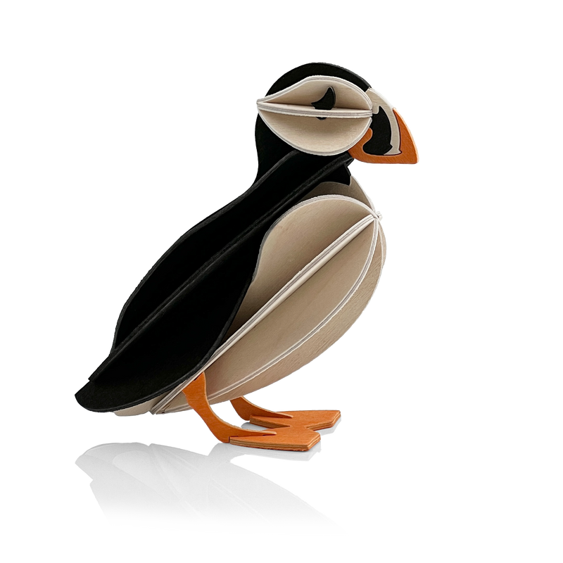 Gingerbread World European Market - Lovi Finland 3D Wooden Puzzle Figure - Puffin 10 cm black