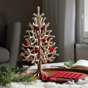 Gingerbread World European Market - Lovi Finland 3D Puzzle Ornament Spruce Tree with Red Baubles 30 cm fun assembly activity