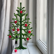 Gingerbread World European Market - Lovi Finland Spruce Tree with Red Baubles – 3D Wooden Puzzle 30 cm Forest Green