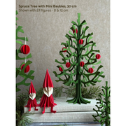 Gingerbread World European Market - Lovi Finland Spruce Tree with Red Baubles – 3D Wooden Puzzle 30 cm Forest Green